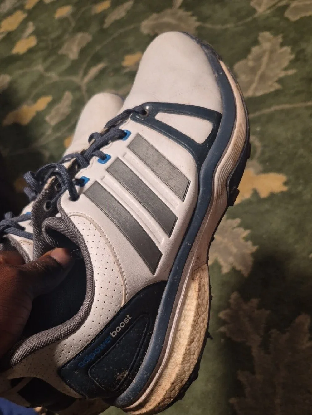 Men's White and Navy Athletic Shoes with Cushioned Support